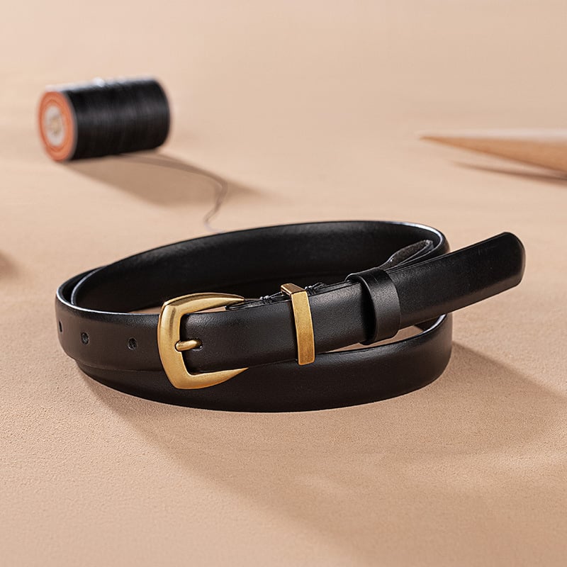 Naiste nahast vöö, esimese kihiga vasikakarva nahk, segatud pannal, nõel-pannal, kitsas laius (<2 cm)