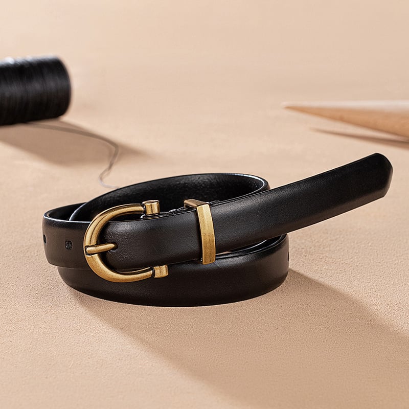 Naiste nahast vöö, esimese kihiga vasikakarva nahk, segatud pannal, nõel-pannal, kitsas laius (<2 cm)