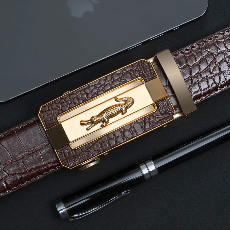 Meeste kunstnahast vöö krokodillimustriga ja automaatse kinnitusega, raudkinnitus, 2–4 cm laius, mitmekülgne stiil, suvi 2024