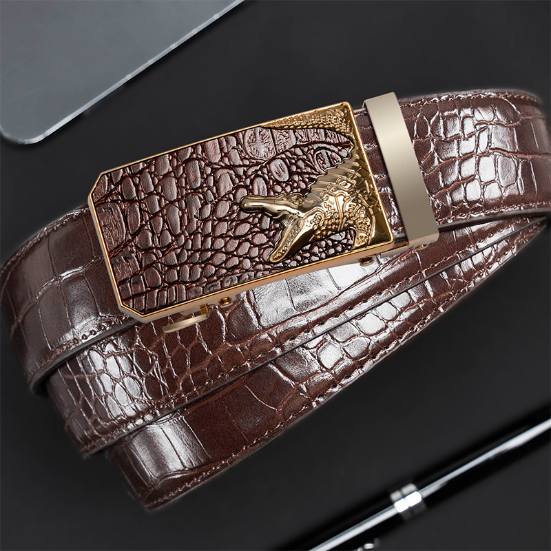 Meeste kunstnahast vöö krokodillimustriga ja automaatse kinnitusega, raudkinnitus, 2–4 cm laius, mitmekülgne stiil, suvi 2024