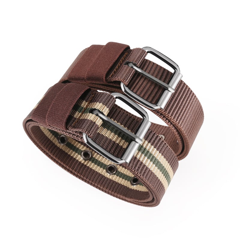Meeste kanvasrihm pin-sõlmega, üle 4 cm laius, nailonmaterjal, klambri materjal: raud, elektroplaatimine
