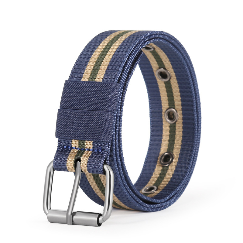 Meeste kanvasrihm pin-sõlmega, üle 4 cm laius, nailonmaterjal, klambri materjal: raud, elektroplaatimine