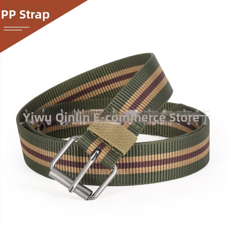 Meeste kanvasrihm pin-sõlmega, üle 4 cm laius, nailonmaterjal, klambri materjal: raud, elektroplaatimine