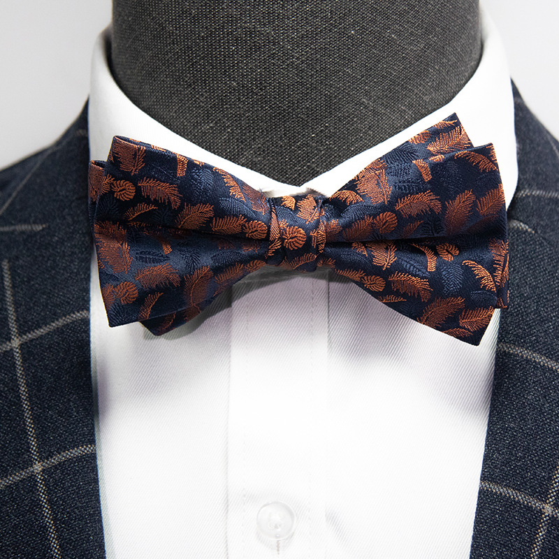 Papion din poliester țesut jacquard, pentru bărbați, cap plat, model cu puncte, ideal pentru nuntă