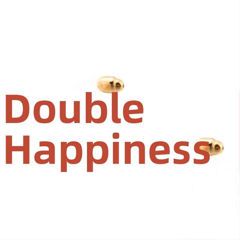 Unisex plieno manžetų segtukai ir kaklaraiščio segtukas su dviguba laime motyvu, elektroplatinė danga