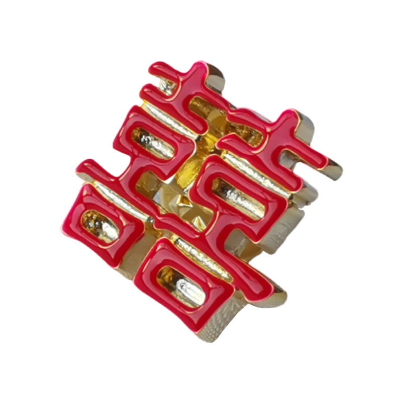 Unisex plieno manžetų segtukai ir kaklaraiščio segtukas su dviguba laime motyvu, elektroplatinė danga