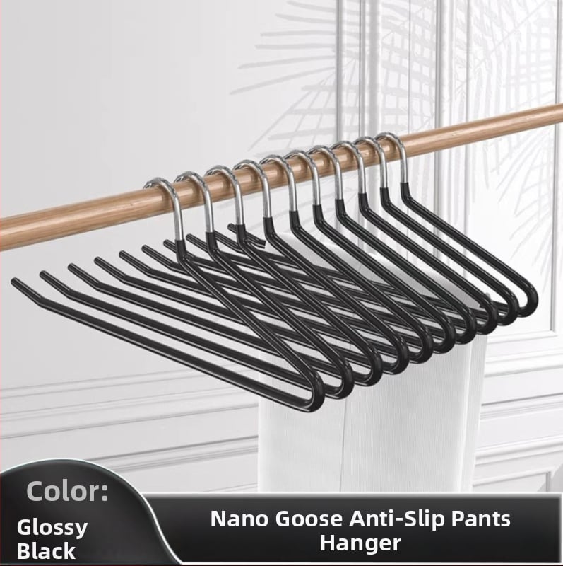 Žąsies formos kelnių pakabiklis su nano PVC danga, neslidus, vieno sluoksnio be siūlių dizainas, dip molding technologija, 2 vnt komplektas, tinkamas kelnioms, šalikams ir kaklaraišėms