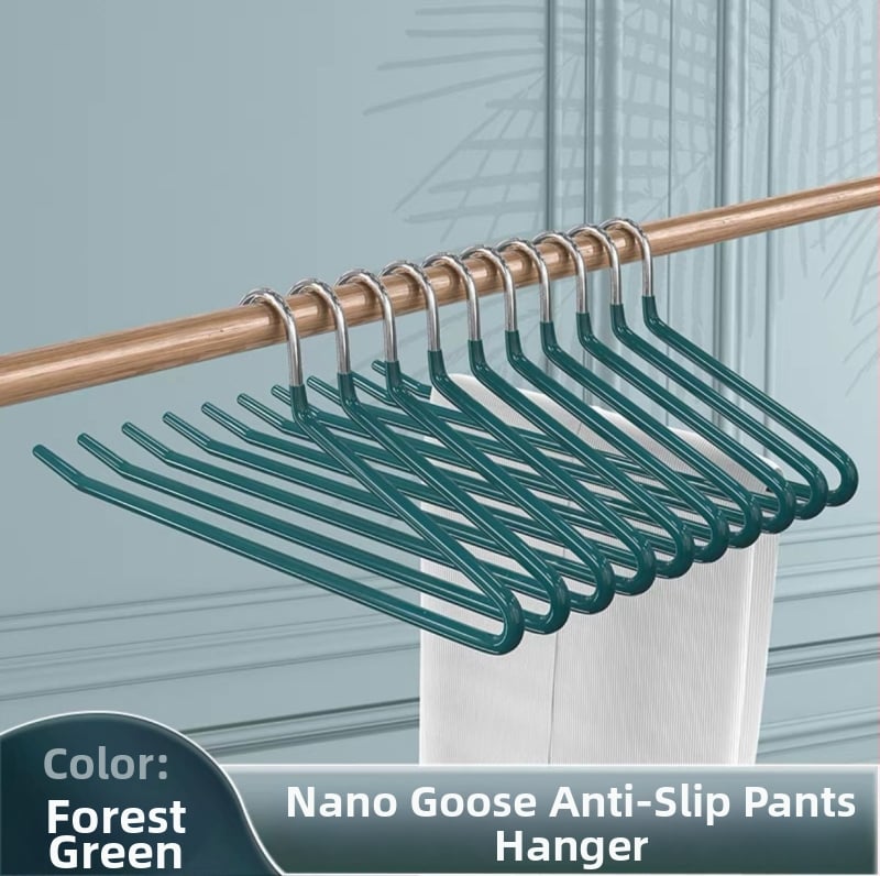 Žąsies formos kelnių pakabiklis su nano PVC danga, neslidus, vieno sluoksnio be siūlių dizainas, dip molding technologija, 2 vnt komplektas, tinkamas kelnioms, šalikams ir kaklaraišėms