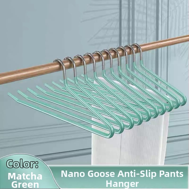 Žąsies formos kelnių pakabiklis su nano PVC danga, neslidus, vieno sluoksnio be siūlių dizainas, dip molding technologija, 2 vnt komplektas, tinkamas kelnioms, šalikams ir kaklaraišėms