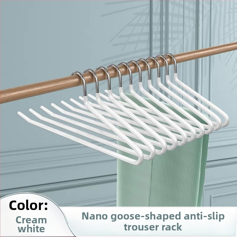 Žąsies formos kelnių pakabiklis su nano PVC danga, neslidus, vieno sluoksnio be siūlių dizainas, dip molding technologija, 2 vnt komplektas, tinkamas kelnioms, šalikams ir kaklaraišėms