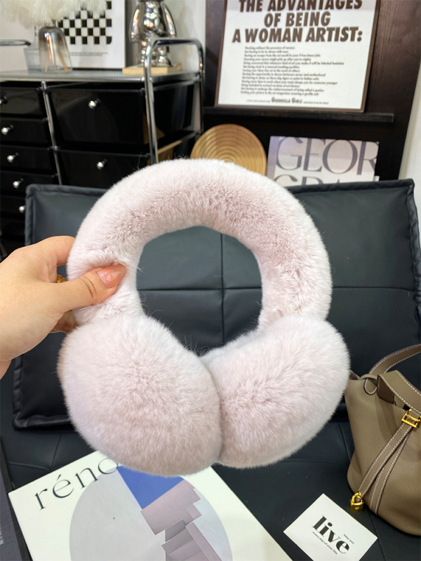 Protecții pentru urechi din blană Rex – unisex, monocrom, stil simplu, căldură de iarnă