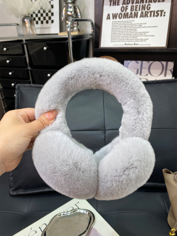 Protecții pentru urechi din blană Rex – unisex, monocrom, stil simplu, căldură de iarnă