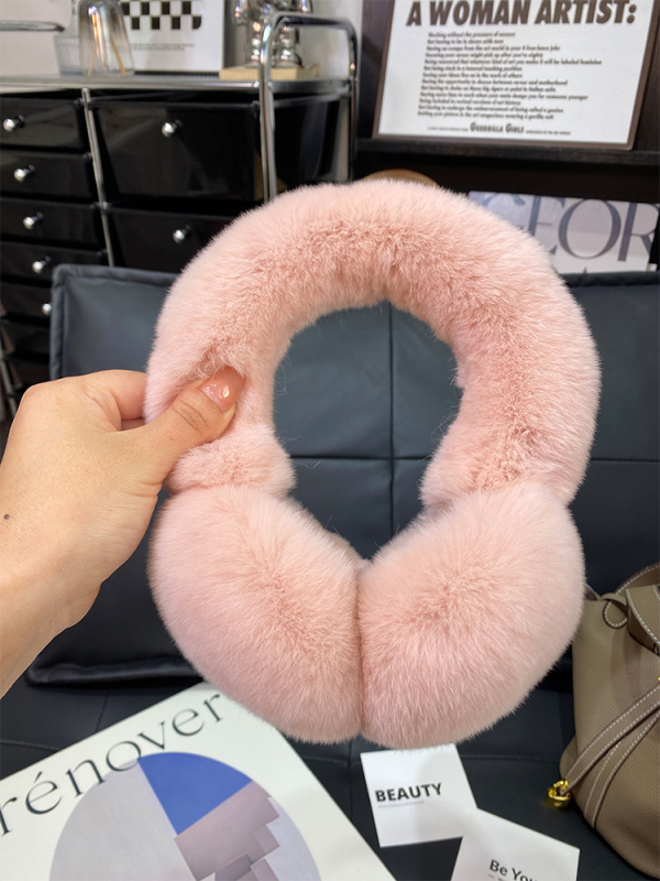 Protecții pentru urechi din blană Rex – unisex, monocrom, stil simplu, căldură de iarnă