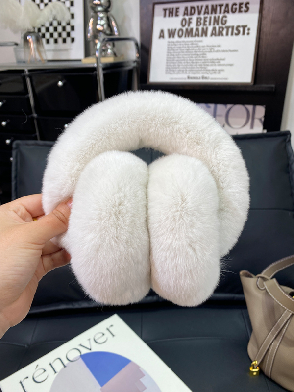 Protecții pentru urechi din blană Rex – unisex, monocrom, stil simplu, căldură de iarnă