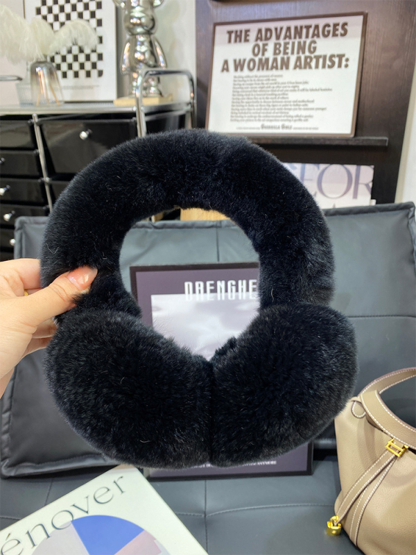 Protecții pentru urechi din blană Rex – unisex, monocrom, stil simplu, căldură de iarnă