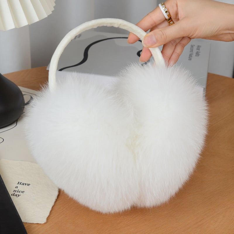 Lisiņa kažokādas ausu siltinātāji, izklājami, pieaugušajiem, universālie, ārā ziemā