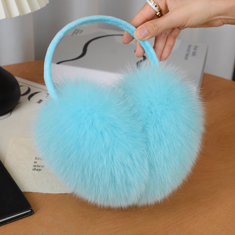 Lisiņa kažokādas ausu siltinātāji, izklājami, pieaugušajiem, universālie, ārā ziemā