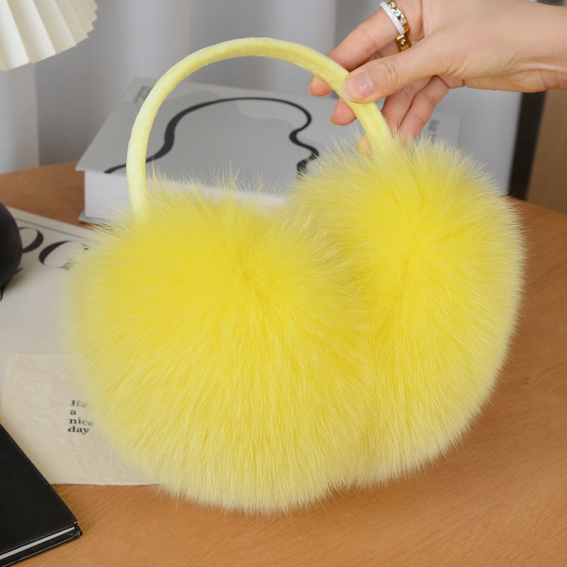 Lisiņa kažokādas ausu siltinātāji, izklājami, pieaugušajiem, universālie, ārā ziemā