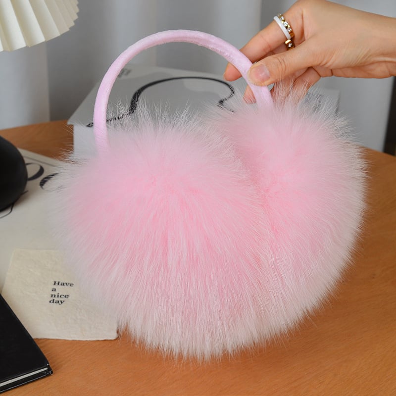 Lisiņa kažokādas ausu siltinātāji, izklājami, pieaugušajiem, universālie, ārā ziemā