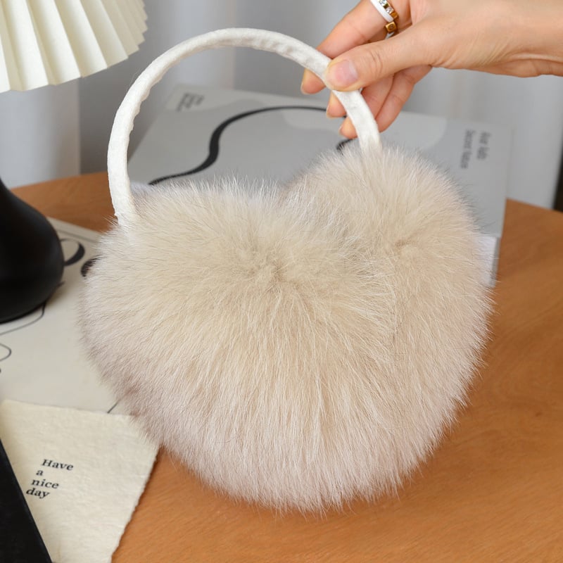 Lisiņa kažokādas ausu siltinātāji, izklājami, pieaugušajiem, universālie, ārā ziemā