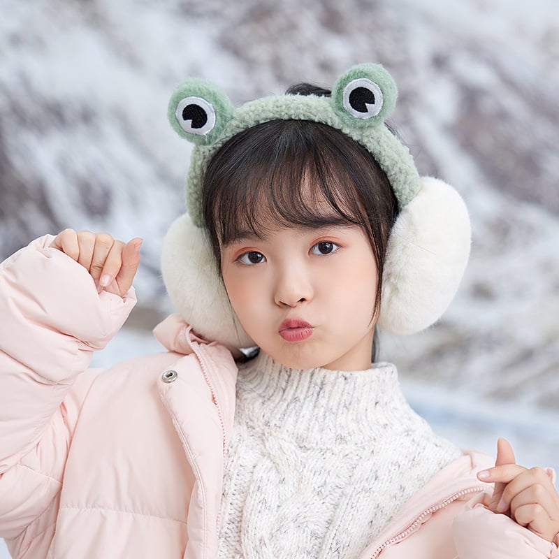 Bērnu ausu aizsargi ar kaķēna ausīm, ar flīsa odere, salokāmi, mākslīgā zaķa kažoks, vecums 3–12 gadi