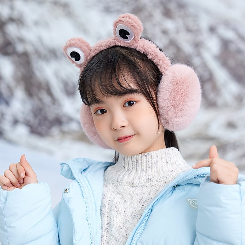 Bērnu ausu aizsargi ar kaķēna ausīm, ar flīsa odere, salokāmi, mākslīgā zaķa kažoks, vecums 3–12 gadi