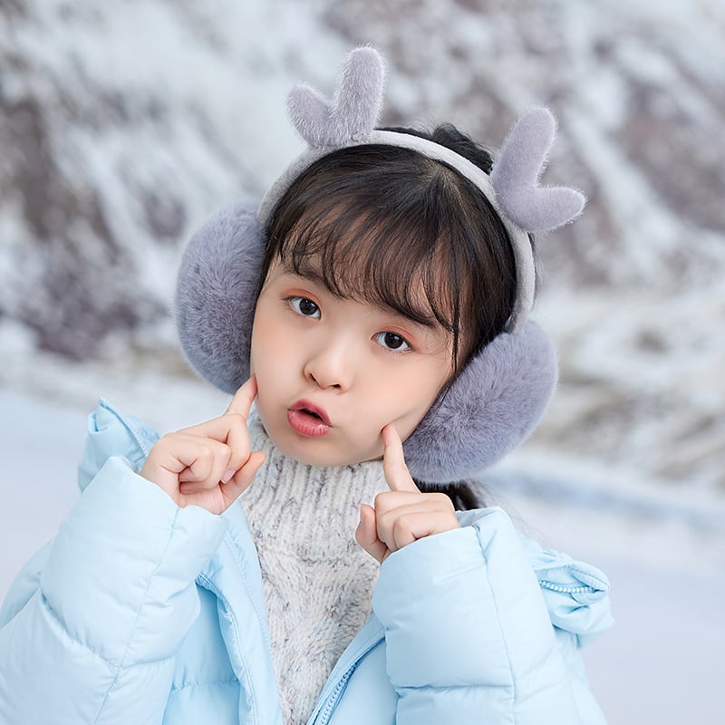 Bērnu ausu aizsargi ar kaķēna ausīm, ar flīsa odere, salokāmi, mākslīgā zaķa kažoks, vecums 3–12 gadi