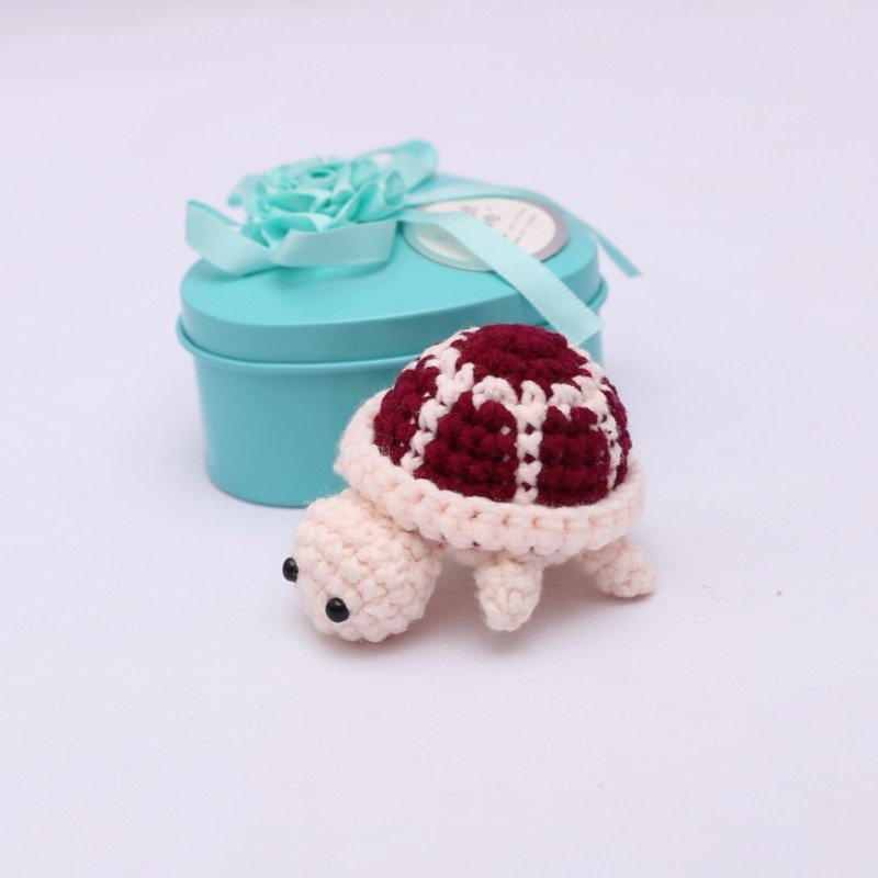 Rankų darbo mezginiai vėžliukas pakabukas raktams, medžiaga: medvilnė, prekinis ženklas Nafei Handmade, modelis: mažas gyvūnas, svoris apie 11 g