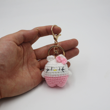 Megztas vilnos gyvūnėlių raktų pakabukas, animacinio stiliaus, kabantis dekoras (modeliai: lokys ir kiaulė, vasara 2024)