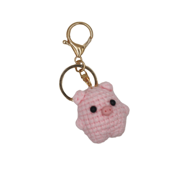 Megztas vilnos gyvūnėlių raktų pakabukas, animacinio stiliaus, kabantis dekoras (modeliai: lokys ir kiaulė, vasara 2024)