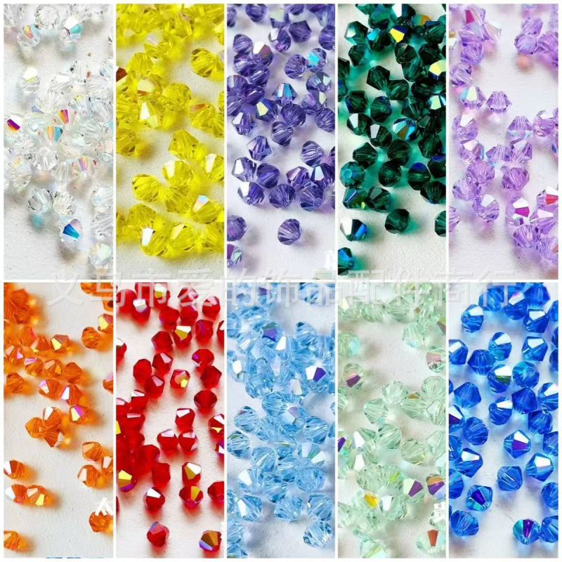 4 mm prozirne AB irizirajuće akrilne perle s dvostrukim vrhom, oblik dijamanta, za DIY nakit, ukrase za odjeću i dodatke za kosu