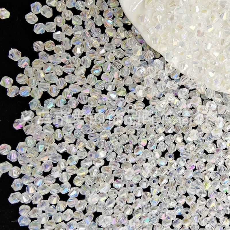 4 mm prozirne AB irizirajuće akrilne perle s dvostrukim vrhom, oblik dijamanta, za DIY nakit, ukrase za odjeću i dodatke za kosu