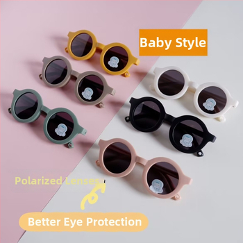 Bērnu polarizētās saules brilles ar apaļu rāmi – UV400 TAC lēcas, pilns rāmis
