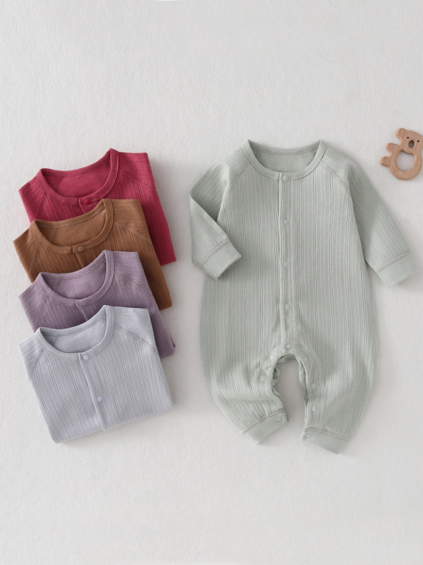 Bejbi kombinezon od 100% češćene pamuka, dizajn bez kostiju, dugi rukavi, unisex, 0–12 mjeseci
