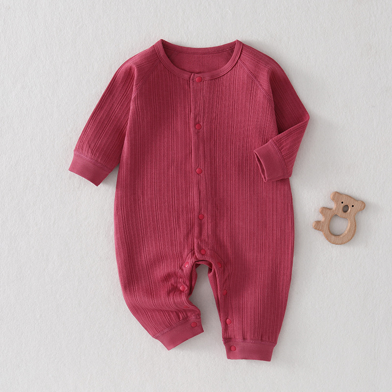 Bejbi kombinezon od 100% češćene pamuka, dizajn bez kostiju, dugi rukavi, unisex, 0–12 mjeseci