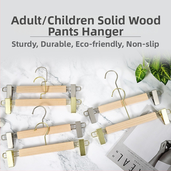 Koka bikses pakārājs ar klipsēm, modernā minimālisma stilā, 2 vienību komplekts, pielāgošana pieejama, logotips izdrukāts