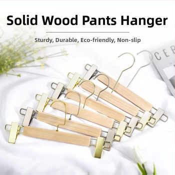 Koka bikses pakārājs ar klipsēm, modernā minimālisma stilā, 2 vienību komplekts, pielāgošana pieejama, logotips izdrukāts