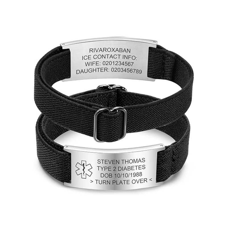 Unisex narukvica od nehrđajućeg čelika za medicinski identifikator, zakrivljeni geometrijski oblik, pleteni remen, polirana, laserski gravirana