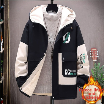 Puuvillane kapuutsiga jak, korea stiilis, kitsas vöökoht, ühekordne sulgemine, puuvillane täidis