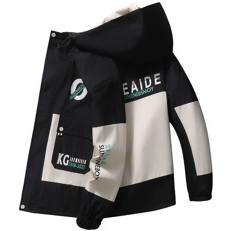 Puuvillane kapuutsiga jak, korea stiilis, kitsas vöökoht, ühekordne sulgemine, puuvillane täidis