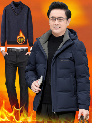 Jachetă de iarnă pentru bărbați, cu glugă și umplutură din poliester, lungime medie, închidere cu fermoar, căptușeală detașabilă, multe buzunare cu fermoar, guler înalt