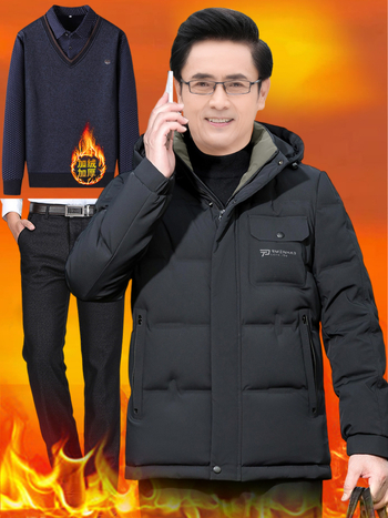 Jachetă de iarnă pentru bărbați, cu glugă și umplutură din poliester, lungime medie, închidere cu fermoar, căptușeală detașabilă, multe buzunare cu fermoar, guler înalt