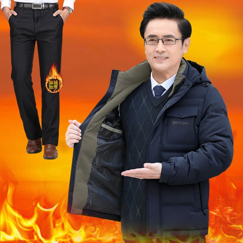 Jachetă de iarnă pentru bărbați, cu glugă și umplutură din poliester, lungime medie, închidere cu fermoar, căptușeală detașabilă, multe buzunare cu fermoar, guler înalt