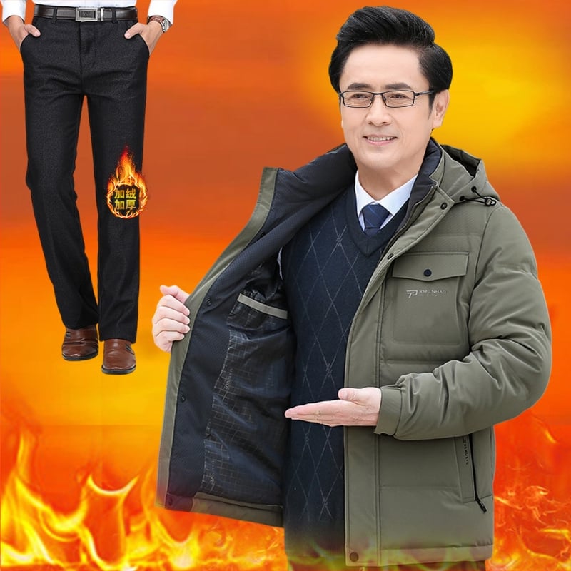 Jachetă de iarnă pentru bărbați, cu glugă și umplutură din poliester, lungime medie, închidere cu fermoar, căptușeală detașabilă, multe buzunare cu fermoar, guler înalt