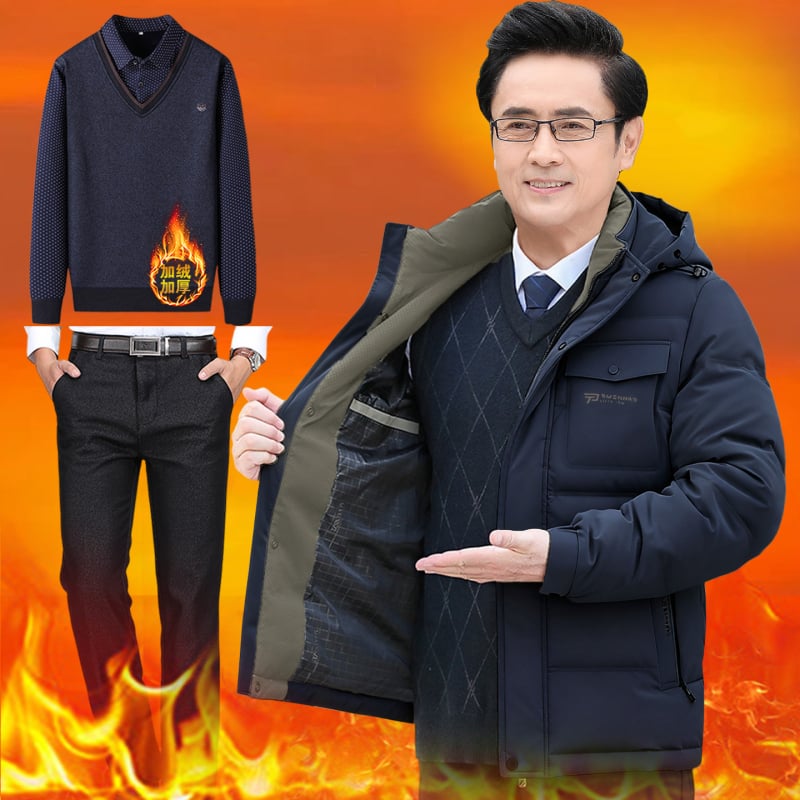 Jachetă de iarnă pentru bărbați, cu glugă și umplutură din poliester, lungime medie, închidere cu fermoar, căptușeală detașabilă, multe buzunare cu fermoar, guler înalt