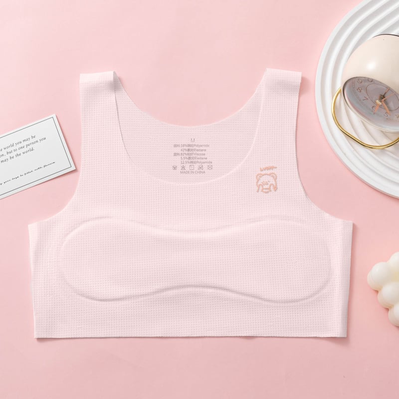 Детски комплект бельо за лято – безшевна жилетка и долнище за момичета 12–15 г., Ice Silk плат, основна тъкан Nylon, подплата вискоза, фиксирани двойни презрамки, удобен