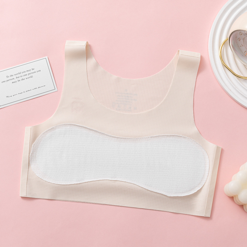 Детски комплект бельо за лято – безшевна жилетка и долнище за момичета 12–15 г., Ice Silk плат, основна тъкан Nylon, подплата вискоза, фиксирани двойни презрамки, удобен