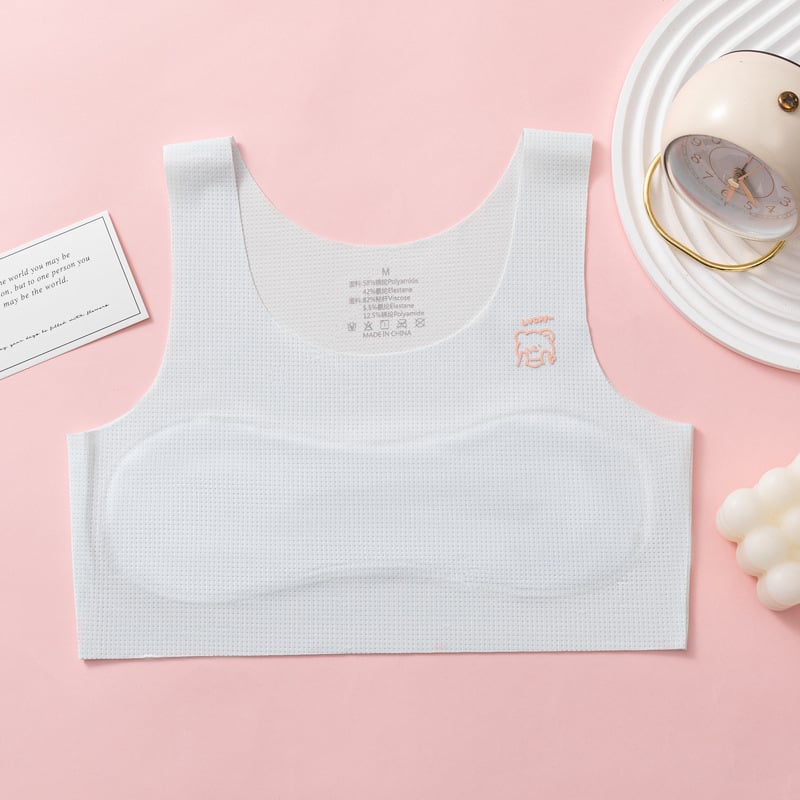 Детски комплект бельо за лято – безшевна жилетка и долнище за момичета 12–15 г., Ice Silk плат, основна тъкан Nylon, подплата вискоза, фиксирани двойни презрамки, удобен