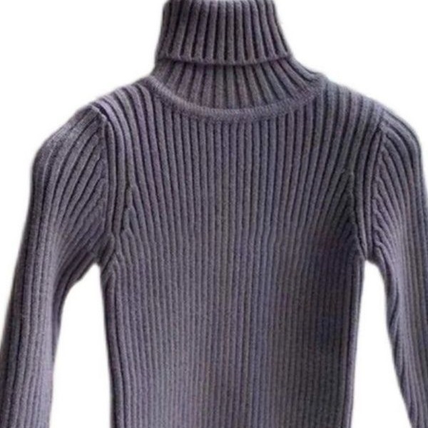 Vaikų megztinis su aukštu kaklu, korejiško stiliaus, ilgomis rankovėmis, vienos spalvos, skirtas vaikams 3-8 metų, medžiaga: medvilnė ir poliesteris (50% poliesterio)