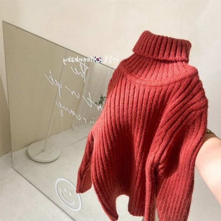 Vaikų megztinis su aukštu kaklu, korejiško stiliaus, ilgomis rankovėmis, vienos spalvos, skirtas vaikams 3-8 metų, medžiaga: medvilnė ir poliesteris (50% poliesterio)